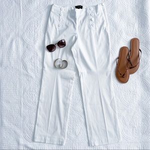 Talbots Petites White Flat Front Button Pants 4P